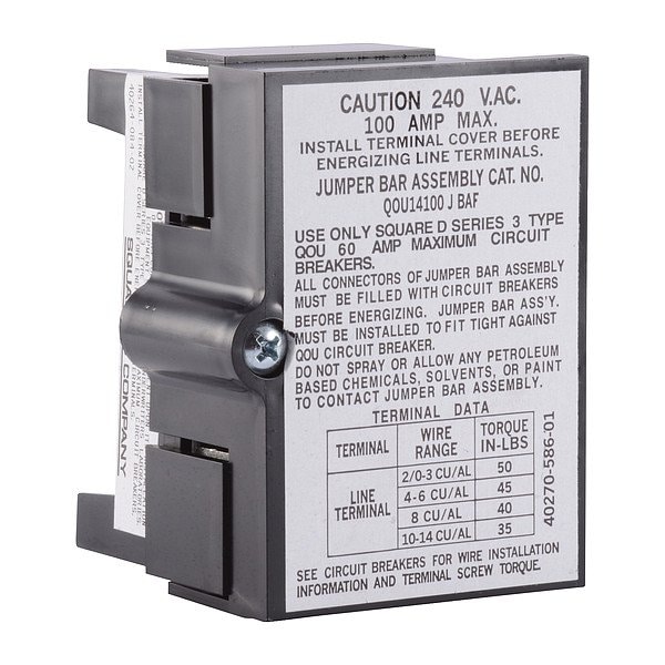 Square D Jumper Bar Assy 4Pole 100A W/Frnt Wiring QOU14100JBAF - main