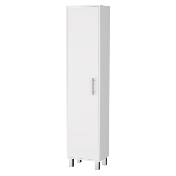 Homeroots 16" Silver And White Accent Cabinet With Five Shelves 518206 - main