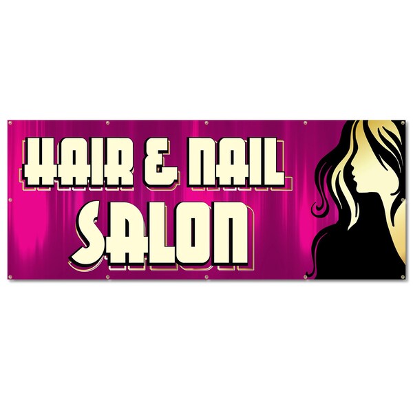 Signmission Hair And Nail Salon, 48 Inch, Banner B-120-30383 - main