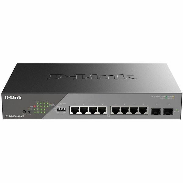 D-Link DSS-200G SERIES 10-PORT GIGABIT SURVEILLANCE POE SWITCH, 130W POE BUDGET 8 PORT DSS-200G-10MP - main
