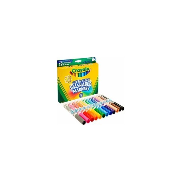 Crayola Assorted, Orange, Yellow, Green, Blue, Violet, Brown, Black, Gray, Flamingo Pink, Sandy Tan Markers 58-7812 - main