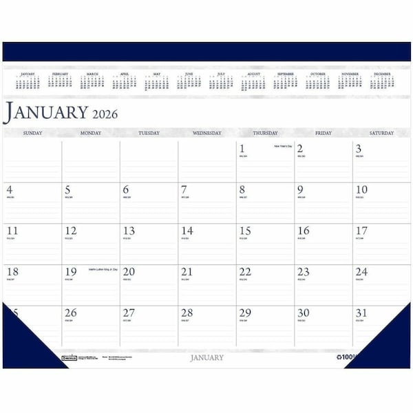 House Of Doolittle Compact Desk Pad Calendar 12 Months Jan-Dec, bound with a leatherette strip a HOD1506 - main