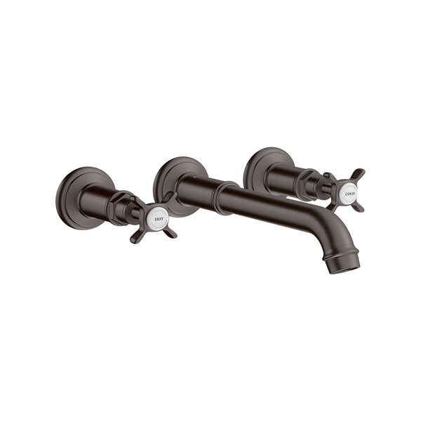 Axor Montreux Wall-Mounted Widespread Faucet Trim with Cross Handles, 1.2 GPM in Brushed Black Chrome 16532341 - main
