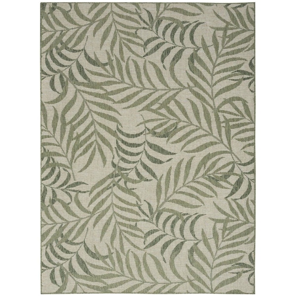 Homeroots 4' X 6' Ivory And Green Palm Leaf Indoor Outdoor Area Rug 552518 - main