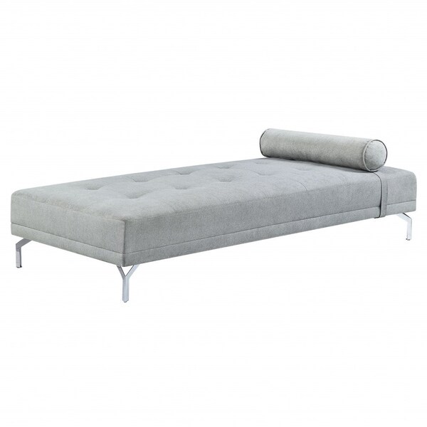 Homeroots 74" Gray Velvet Convertible Futon Sofa With Toss Pillow 491043 - main