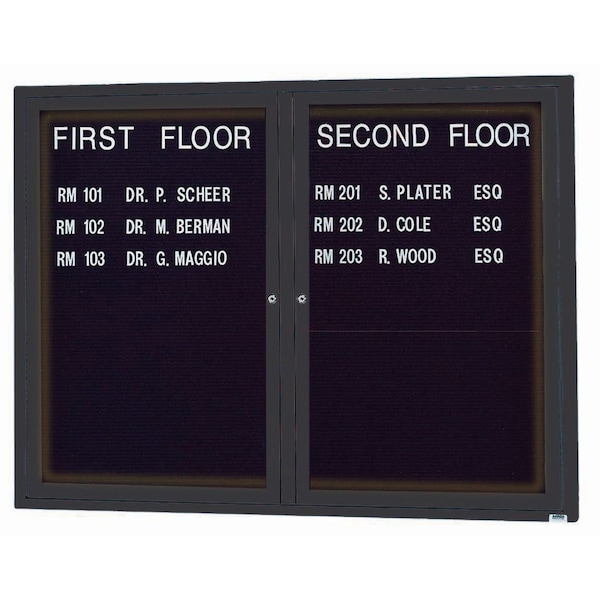 Aarco Illuminated Outdoor Enclosed Directory w/ Al Frame, Powder Coated Black, 36''Hx48''W OADC3648IBK - main