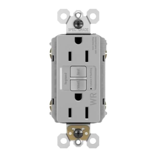 Legrand radiant GFCI Receptacle, 125 VAC, 15 A, NEMA: NEMA 5-15R, Gray 1597TRWRGRYCCD4 - main