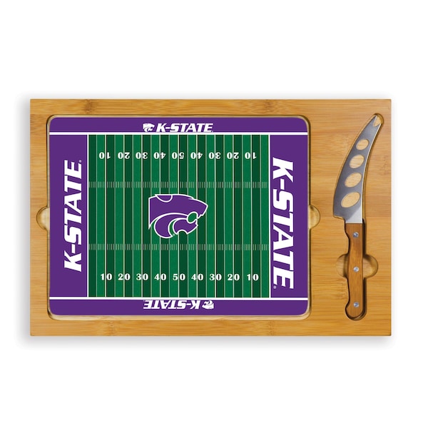 Picnic Time Family Of Brands NCAA Kansas State Wildcats Football Field Icon Glass Top Cutting Board & Knife Set 910-00-505-254-0 - main