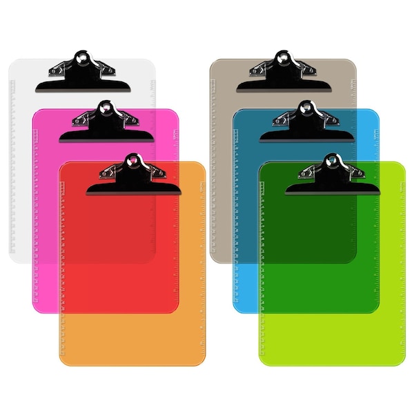 Davis Group Plastic Clipboard, Spring Clip, Assorted Colors, 6PK 4877-99-06 - main