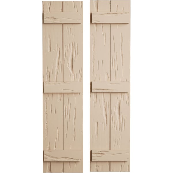 Ekena Millwork Rustic Two Board Joined Board-n-Batten Pecky Cypress Faux Wood Shutters, 11"W x 66"H SHUBJS11X66PCPR - main