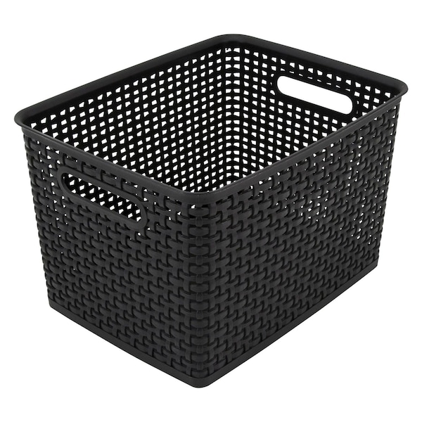 Thinkspace Plastic Weave Bin, Large, Black 36006 - main