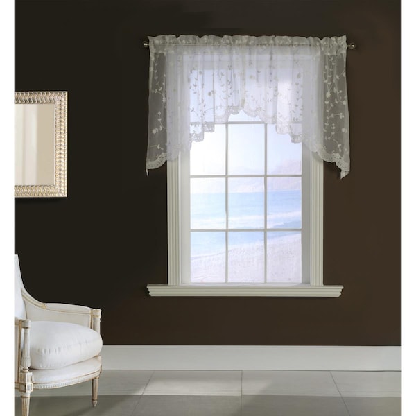 Habitat 80 x 36 in. Grandeur Pole Top Swag Window Valance Set, White 71365-440-80-36-001 - main