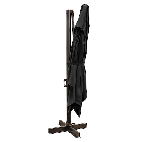 Homeroots 13ft Black Polyester Rectangular Tilt Cantilever Patio Umbrella With Stand 485638 - main