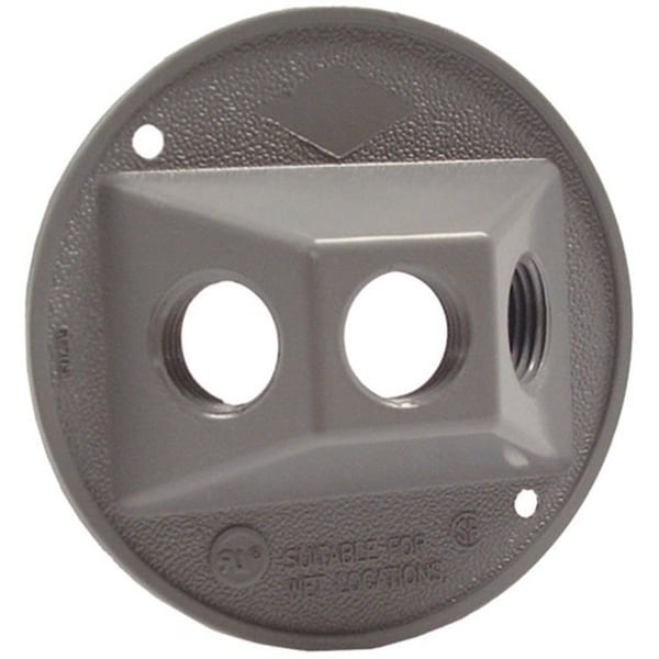 Hubbell Cluster Cover, 4-1/8 in Dia, 4-1/8 in W, Round, Metal, Gray, Powder-Coated 5197-5 - main