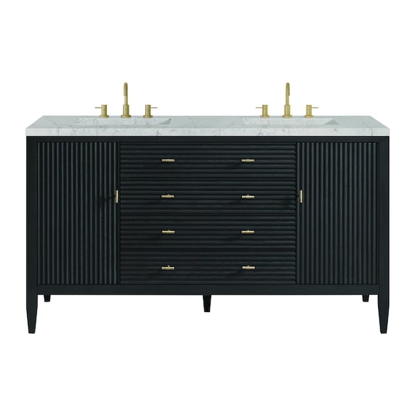James Martin Vanities Myrrin 60in Double Vanity, Carbon Oak w/ 3 CM Eternal Jasmine Pearl Silestone Top 485-V60D-CBO-FEJP - main