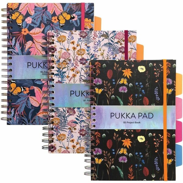 Pukka Pads B5 Bloom Project Book, Assorted, 3PK 9494-BLM(asst) - main