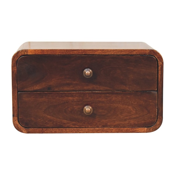 Homeroots 10" Brown Solid Wood Two Drawer Nightstand 651735 - main