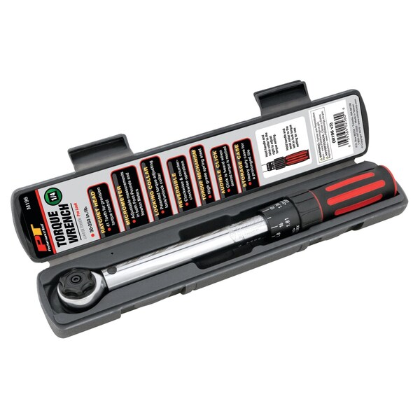 Performance Tool 1/4 in. Dr. Torque Wrench, 250 in/lb, Click Type, Storage Case M196 - main