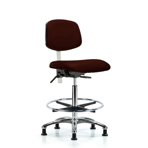 Blue Ridge Ergonomics Hi Bench Chair, Vinyl, CF, Glds, Burg, CL100, No Arms, 26" to 35-1/2" Height, Burgundy BR-NCR-VHBCH-CR-T1-A0-CF-RG-8569 - main