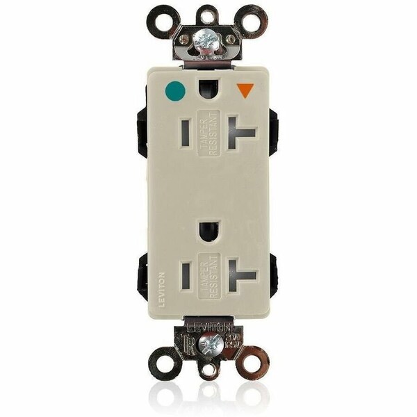Leviton Straight Blade Receptacle, 5-20R, 20 A, 125V AC, Flush Mount, Isolated Ground MDT83-IGI - main