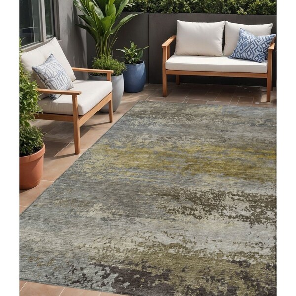 Homeroots 5' X 8' Taupe Brown And Gold Abstract Washable Indoor Outdoor Area Rug 630862 - main