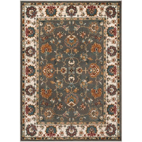 Flowers First 5 ft. 1 in. x 7 ft. 6 in. Summit Power Loomed Area Rug, Grey & Ivory - Medium Rectangle FL1892413 - main