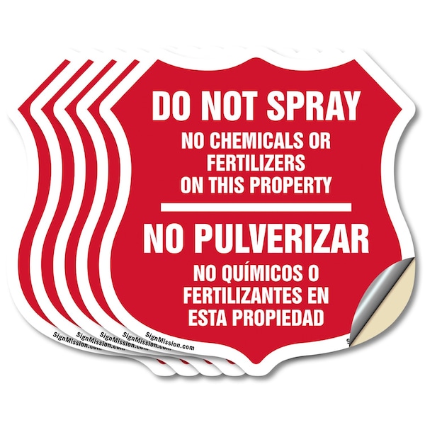 Signmission Bilingual No Spray Shield Sign Do Not Sp, 4 inch X 4 inch, Vinyl Decal, 5PK SHI-D-5PACK-4-366 - main
