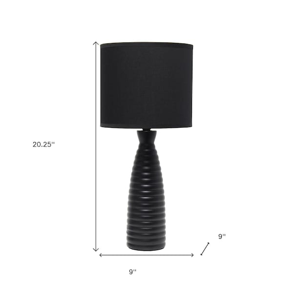 Homeroots 20" Black Ceramic Novelty Table Lamp With Black Drum Shade 643433 - main