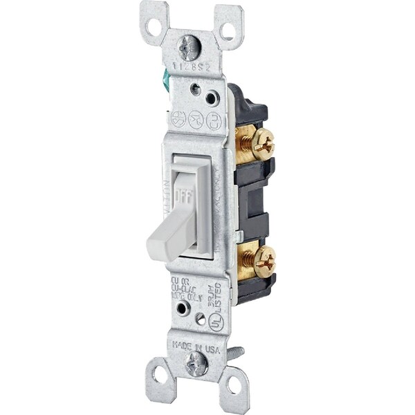 Leviton Residential Grade 15 Amp Toggle Single Pole Grounded Switch Wht, 10PK M24-1451-2WM - main