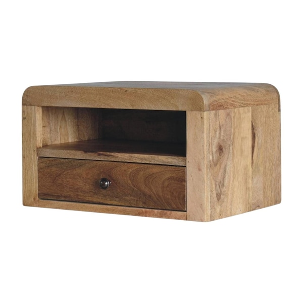 Homeroots 18" Oak Solid Wood One Drawer Floating Nightstand 722572 - main