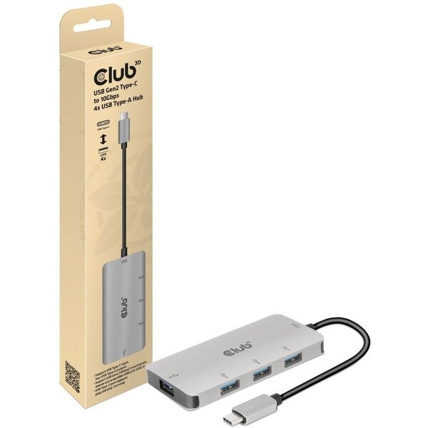 Club 3D USB GEN2 TYPE-C TO 4X USB TYPE-A PORTS HUB, WHICH ADDS FOUR USB TYPE-A PORTS TO CSV-1547 - main