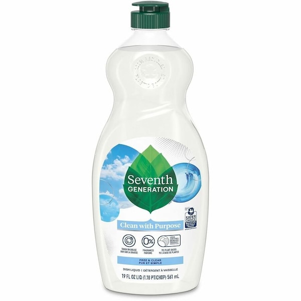 Seventh Generation Natural Dishwashing Liquid, Free and Clear, 19 oz Bottle, 6PK 44986 - main