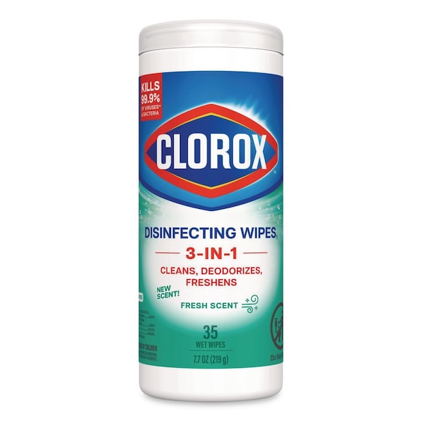 Clorox Disinfecting Wipes, Bleach Free Cleaning Wipes, 1-Ply, 7 x 8, Fresh Scent, White, 35 Wipes 1593 - main