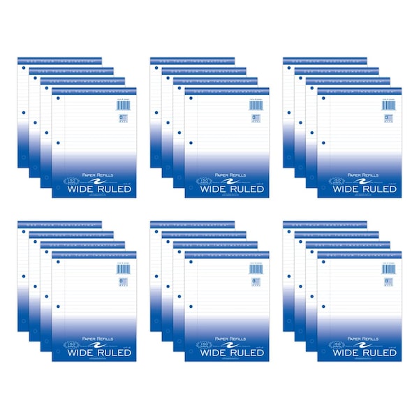 Roaring Spring Case of Loose Leaf Paper, 150 Sheets/Pack, 8"x10.5" Wide Ruled Filler Paper w/Margin, 3-hole Punched 20050cs - main
