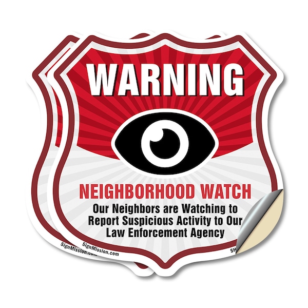 Signmission Neighborhood Crime Watch Shield Sign War, 12 inch X 12 inch, Vinyl Decal, 2PK SHI-D-2PACK-12-387 - main