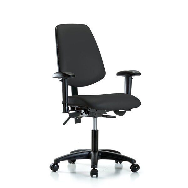 Blue Ridge Ergonomics Desk Chair Adjustable Arms, 18" to 23" Height, Vinyl, Black BR-VDHCH-MB-RG-T1-A1-RC-8540 - main