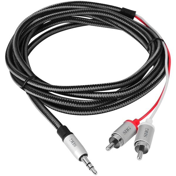 Siig 2M CB-AU0F12-S1 M/M 3.5MM TO RCA WOVEN FABRIC BRAIDED STEREO CBL CB-AU0F12-S1 - main