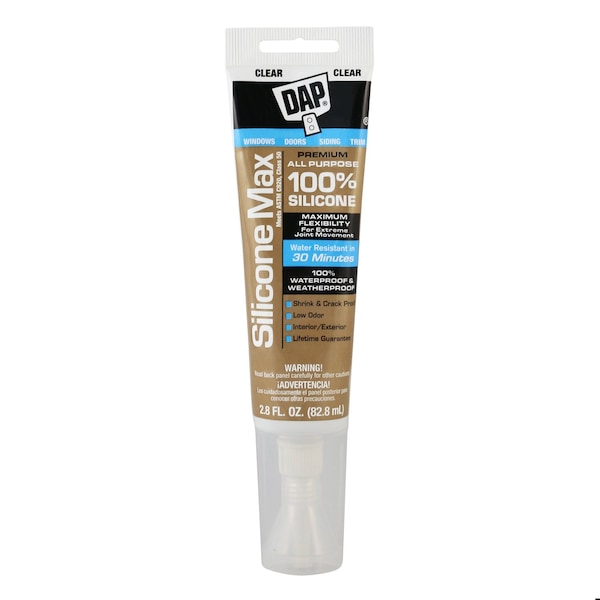Dap Silicone Max All Purpose Sealant, Clear, 2.8 oz (7079808792) 7079808792 - main