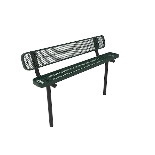 Mytcoat 6ft Outdoor Bench with Back, Inground, Green, Expanded Metal, Textured Coating 804182 - main