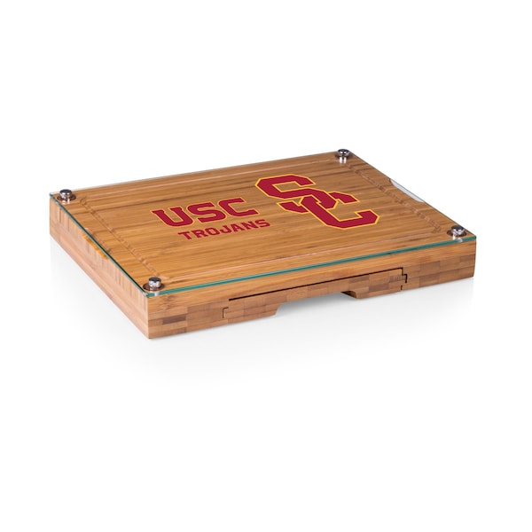 Picnic Time Family Of Brands NCAA USC Trojans Concerto Glass Top Cheese Board and Knife Set 919-00-505-094-0 - main