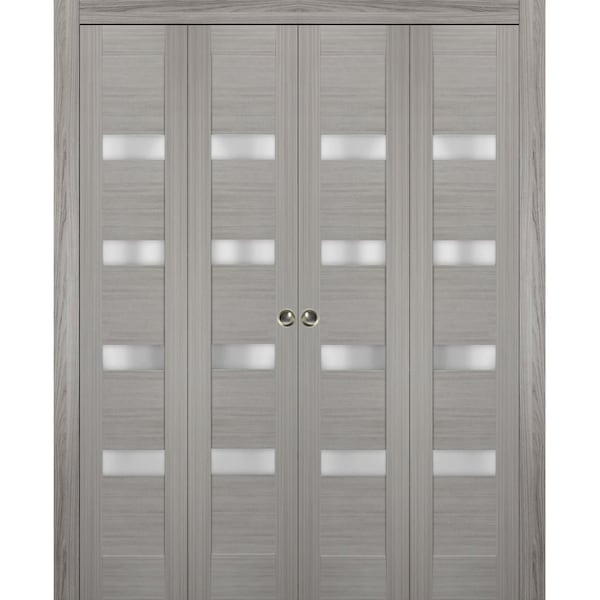 Sartodoors Sliding Closet Double Bi-fold Doors Solid Core Modern Interior QUADRO4113DBF-SSS-72 x 84 (4* 18x84) - main