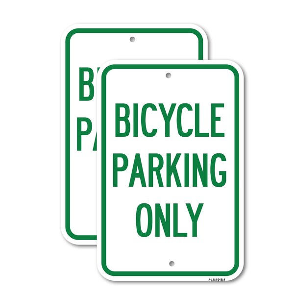 Signmission Bicycle Parking Only 1, 18'' X 24'' 2 Signs, Heavy Gauge Aluminum, 2PK A-1824-2PACK-24318 - main