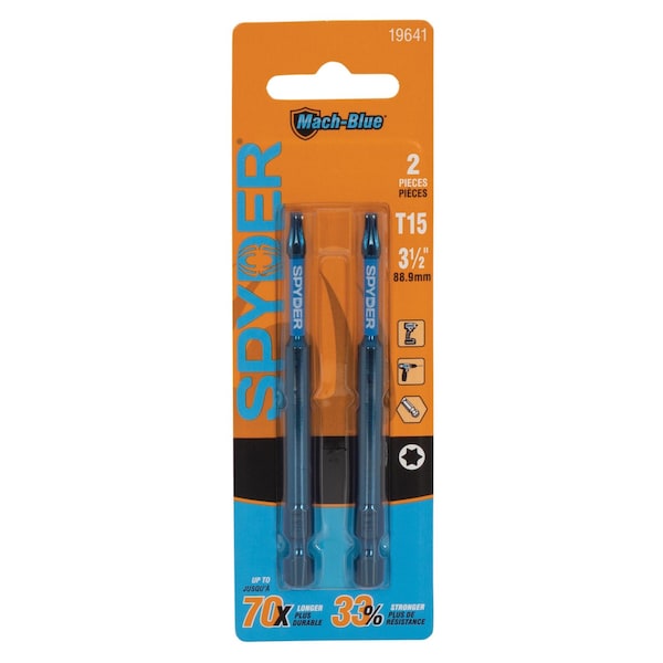 Spyder T15 x 3-1/2-Inch Mach-Blue Driver Bit, 2PK 19641 - main