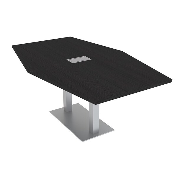 Skutchi Designs Hexagon Conference Table With Power, 48 in W, 84 in L, Black HAR-HEX.IR-48X84-DOU-U999ST19-ESIL - main