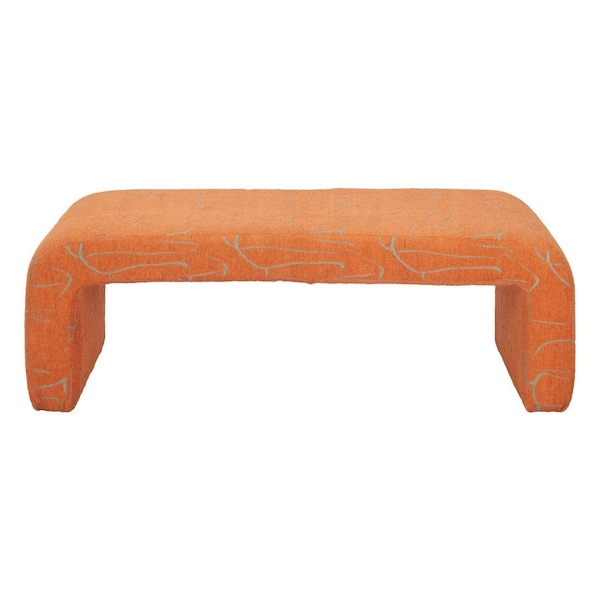 Homeroots 50in Orange Fabric and Plastic Upholstered Bench 668863 - main