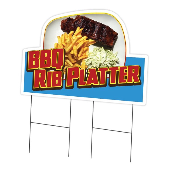 Signmission BBQ Rib Platter Die Cut Yard & Stake plastic coroplast window, C-DC-2436-BBQ Rib Platter19 C-DC-2436-BBQ Rib Platter19 - main