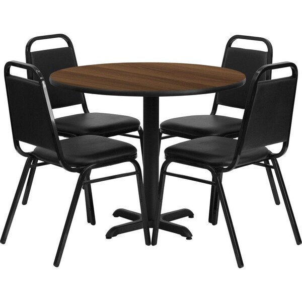 Flash Furniture Round Table Set, 36" W, 36" L, 30" H, Laminate, Wood Grain HDBF1004-GG - main
