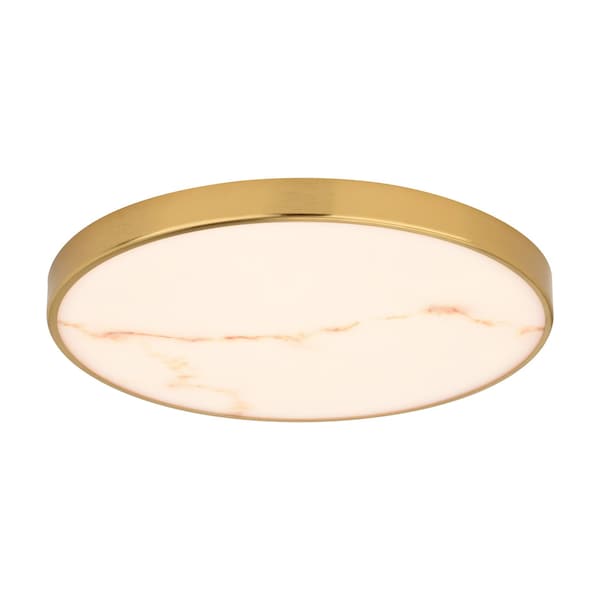 Vaxcel Aurelia 12-in Brushed Gold Contemporary Round LED Flush Mount Ceiling Light Alabaster Shade C0355 - main