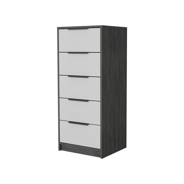 Homeroots 18" White and Gray Five Drawer Standard Chest 534961 - main