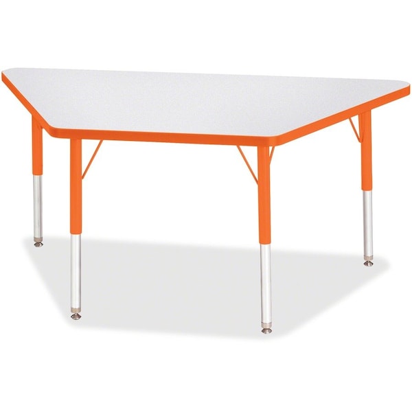 Jonti-Craft Berries Trapezoid Activity Tables, 24 in. x 48 in., E-height, Freckled Gray/Orange/Gray 6438JCE114 - main
